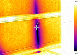The Importance Of Sealants When Installing Insulated Metal Panels: This Insulated Metal Panel (IMP) install picture demonstrates an issue which results when there is missing sealant at panel joint.